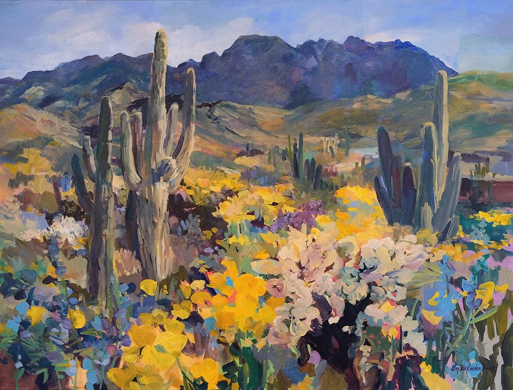 GOLDEN GLOW CACTUS top is a dramatic oil painting 12